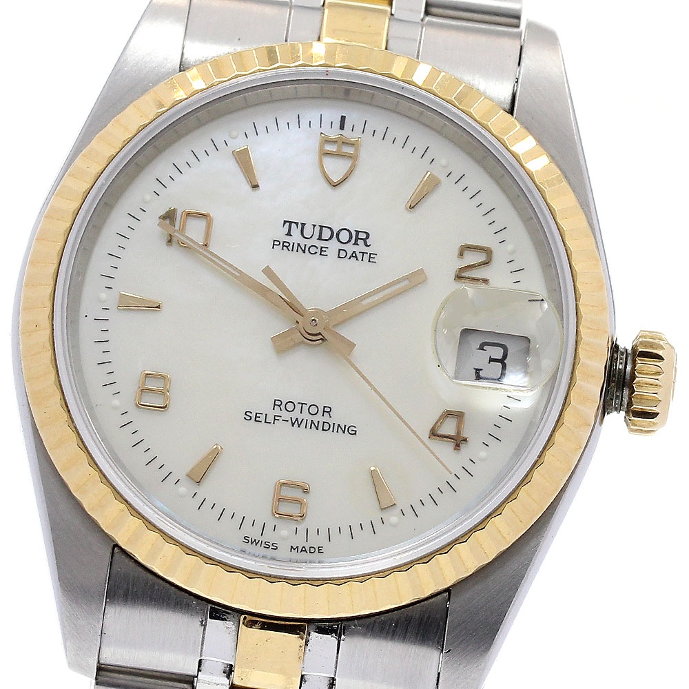 訳あり チュードル TUDOR 74033 プリンスデイト YGコンビ シェル文字盤 cal.2824-2 自動巻き メンズ _825977【中古】