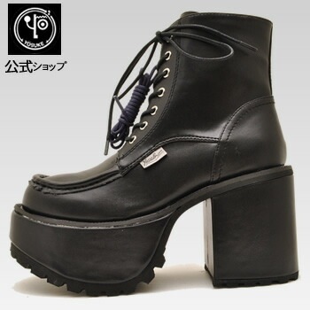 【公式SHOP特典キズ補修液付】 ヨースケ 厚底 レースアップブーツ レディース ショート 歩きやすい 10cm厚底ヒール
