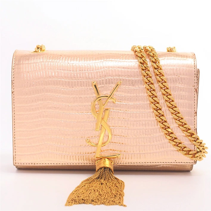 【美品】イヴ サンローラン モノグラム サンローラン ケイト チェーンショルダー フリンジ タッセル ゴールド金具 354120 レディース【ショルダーバッグ】