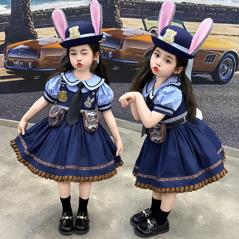 2025新作ハロウィン衣装 キッズ ポリス 衣装 ポリスコスチューム 半袖 キッズ 女の子 コスプレ 衣装 仮装 コスプレ衣装 ハロウィン コスチューム なりきり ジュニア ワンピース ジュディ 可愛