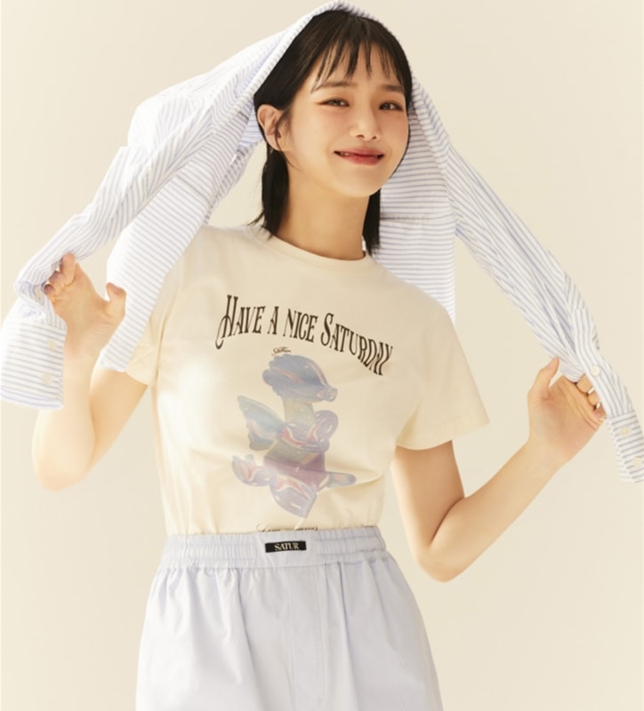 [세터] (W) ブルードラゴンバルーングラフィックTシャツ ( Retro Ivory )