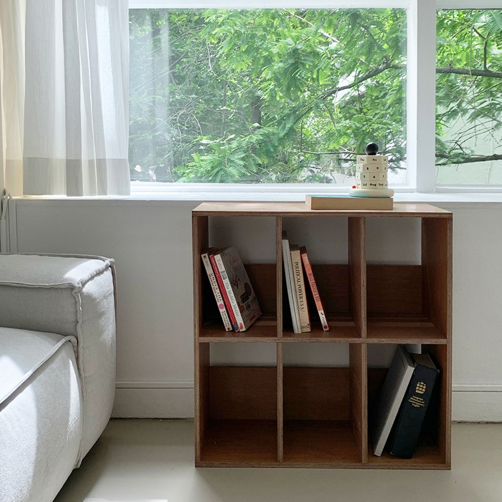 ウッド本棚 3x2 韓国 ナチュラル インテリア シンプル モダン ラワン合板 広々収納 傷に強い ラック ブック シェルフ 60x25x60cm