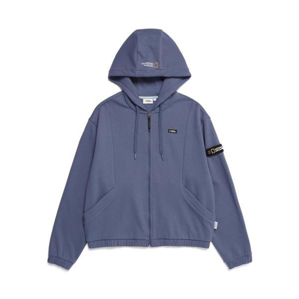 N223WFT050 女性 クロップド スラウンジ フード付きジップアップ (2色)