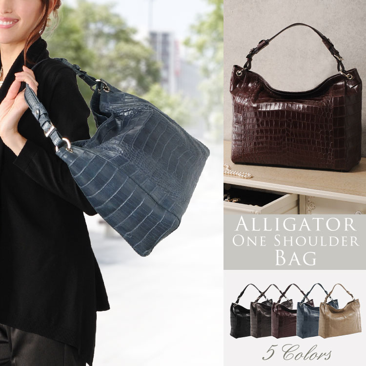アリゲーターショルダーバッグマット2WAYソフトアリゲーター/レディース『クロコダイル