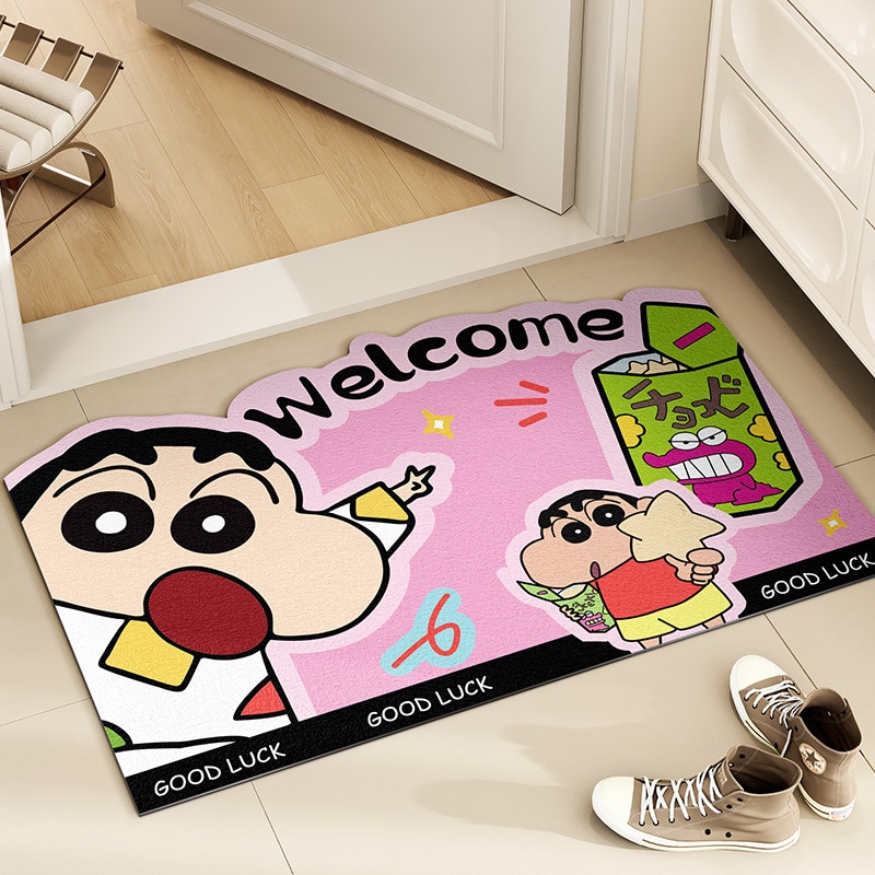 【2個入り】クレヨンしんちゃん かわいい漫画ワイヤーサークル玄関ドアフロアマットドアエントリーカーペットホームエントランスフロアマットカット可能