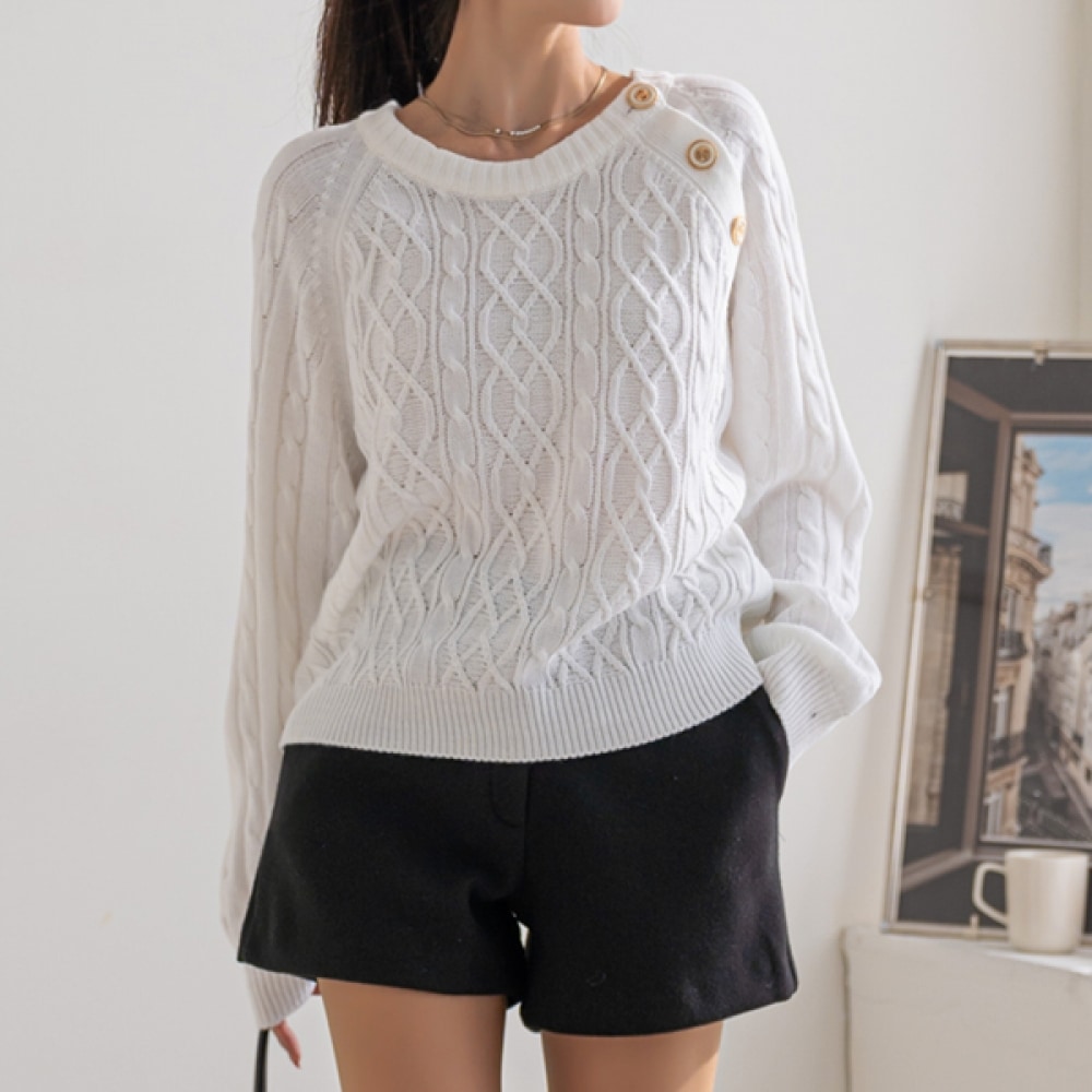 (NAK21) ニートムードボタンポイントスカッシュニット DM51-T-04