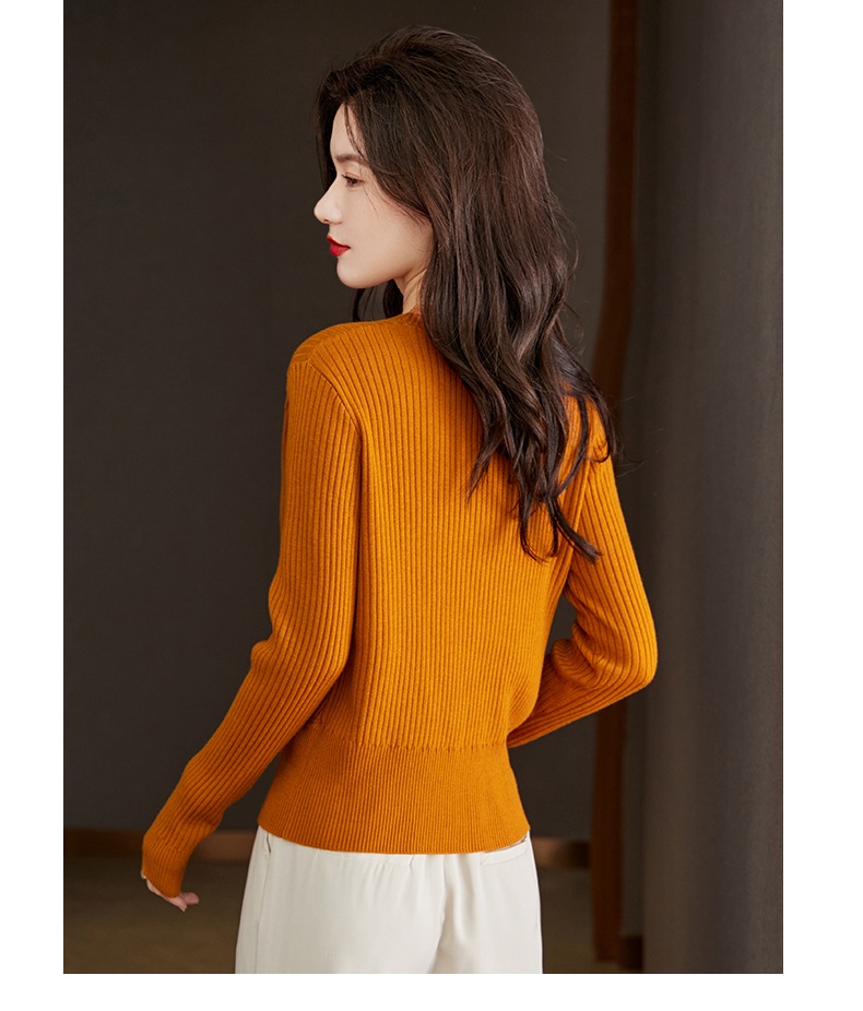 秋 V ネック メッシュ デザイン ニッチ トップ 女性 ニット シャツ ブルー オレンジ グリーン ブラック M L XL XXL トップス 袖あり かわいい 大人可愛い きれいめ シンプル