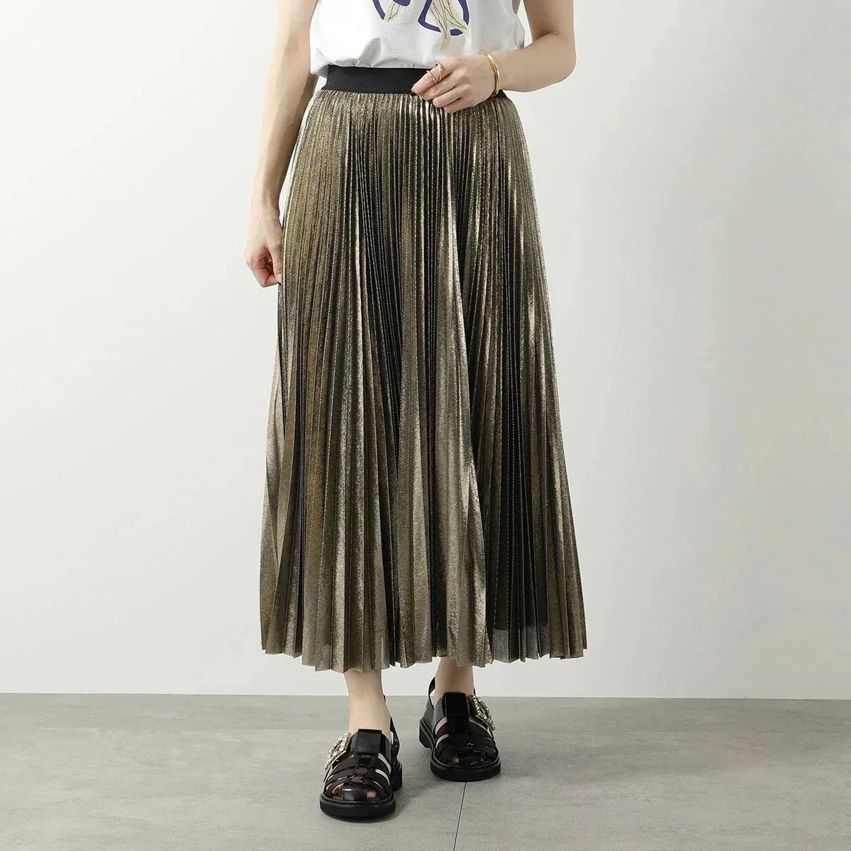 WEEKEND MAX MARA ウィークエンド マックスマーラ プリーツスカート NURRA ヌーラ レディース ロング丈 フレア メタリック 001 【mega】
