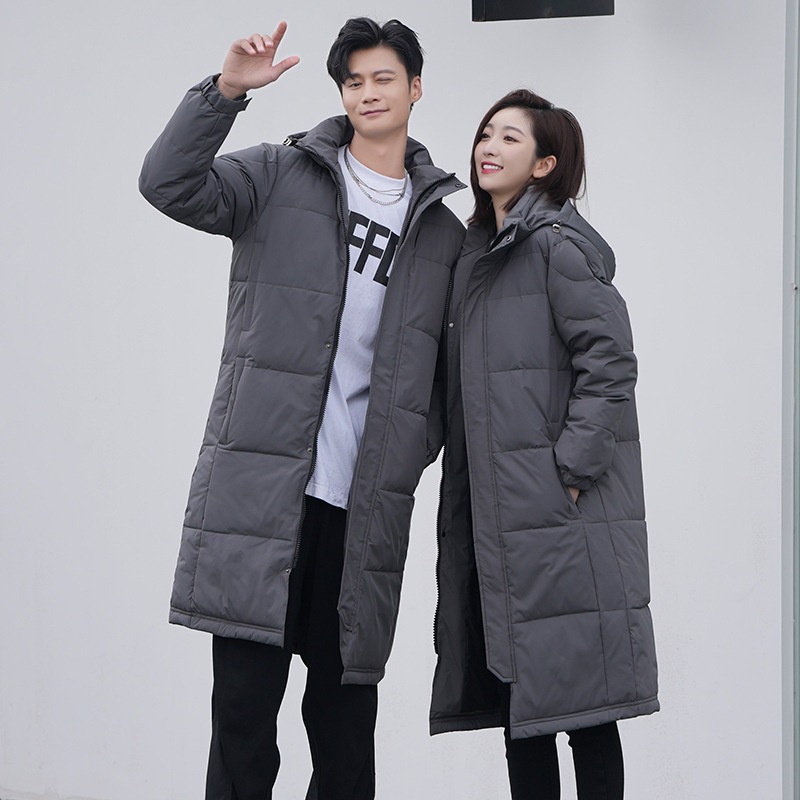冬フード付きカップルダウンジャケットミドル丈ハイバージョン学生服ホワイトダックダウン男女 6,555円