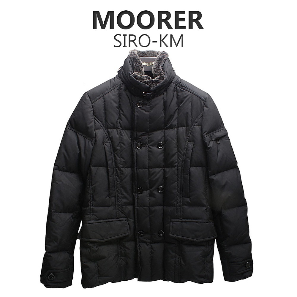 ムーレー MOORER SIRO-KM MOUGI200310 ダウン アウター ジャケット ダブルブレスト シロ ラビットファー キルティング コート BLACK アウター メンズ 高級アウター