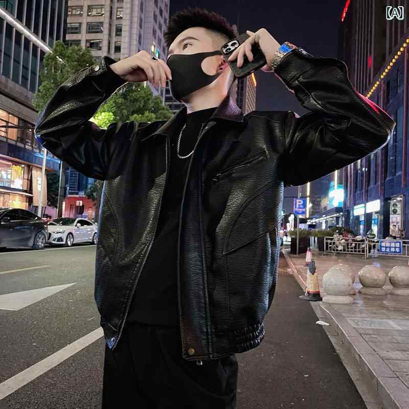 メンズ アウター カジュアル おしゃれ かっこいい レザージャケット カジュアル オートバイ Pu レザー 服 春秋 トレンディ レトロ ジャケット