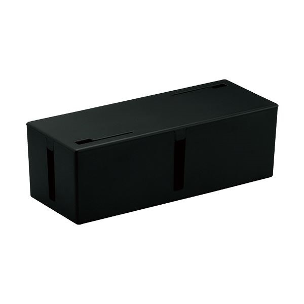 （まとめ） バッファロー ケーブルボックス 電源タップ＆ケーブル収容 Lサイズ ブラック BSTB01LBK 1個 5セット