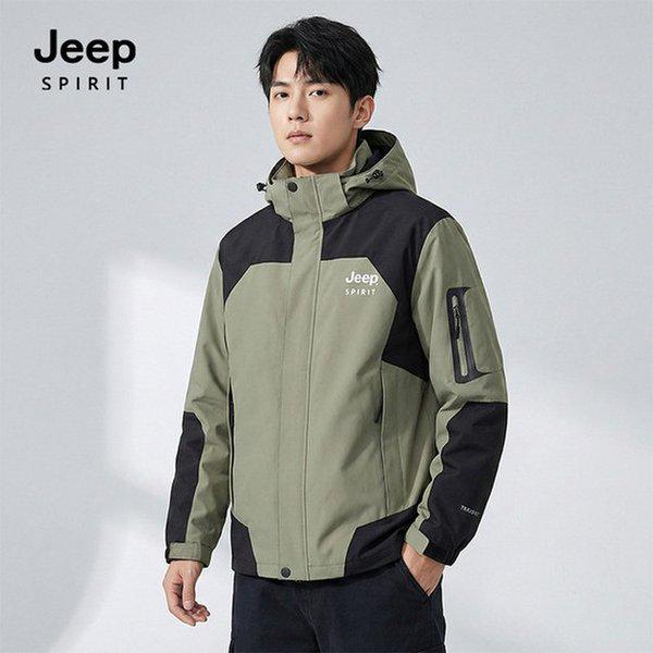 JEEP SPIRIT 共用カラー配色機能性ウインドブレーカー カーキ (JSFAJK196)