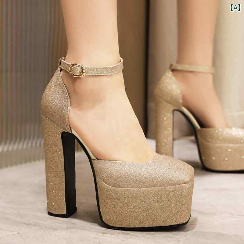 【期間限定】ハイヒール レディース パンプス 美脚 厚 14 cm スカイハイ 夏 厚手 ヒール 防水 靴 パーティー 靴 花嫁 疲れて せん足 ウェディングドレス ウェディングシューズ