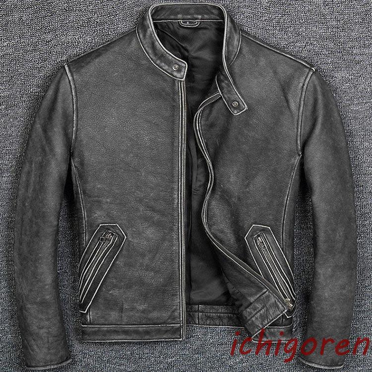 メンズ革ジャン 本革 レザージャケット 立ち襟 スリム 牛革 ライダースジャケット バイクウェア シングル 男性用 上品 防寒防風2026大人気