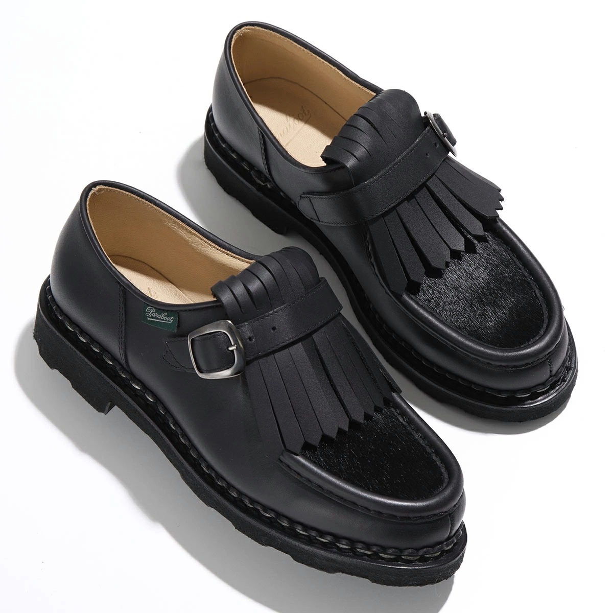 Paraboot パラブーツ チロリアンシューズ 212482 NYONS ニヨン レディース カーフレザー ポニーファー ストラップ レザーシューズ 革靴 NOIR 47,932円