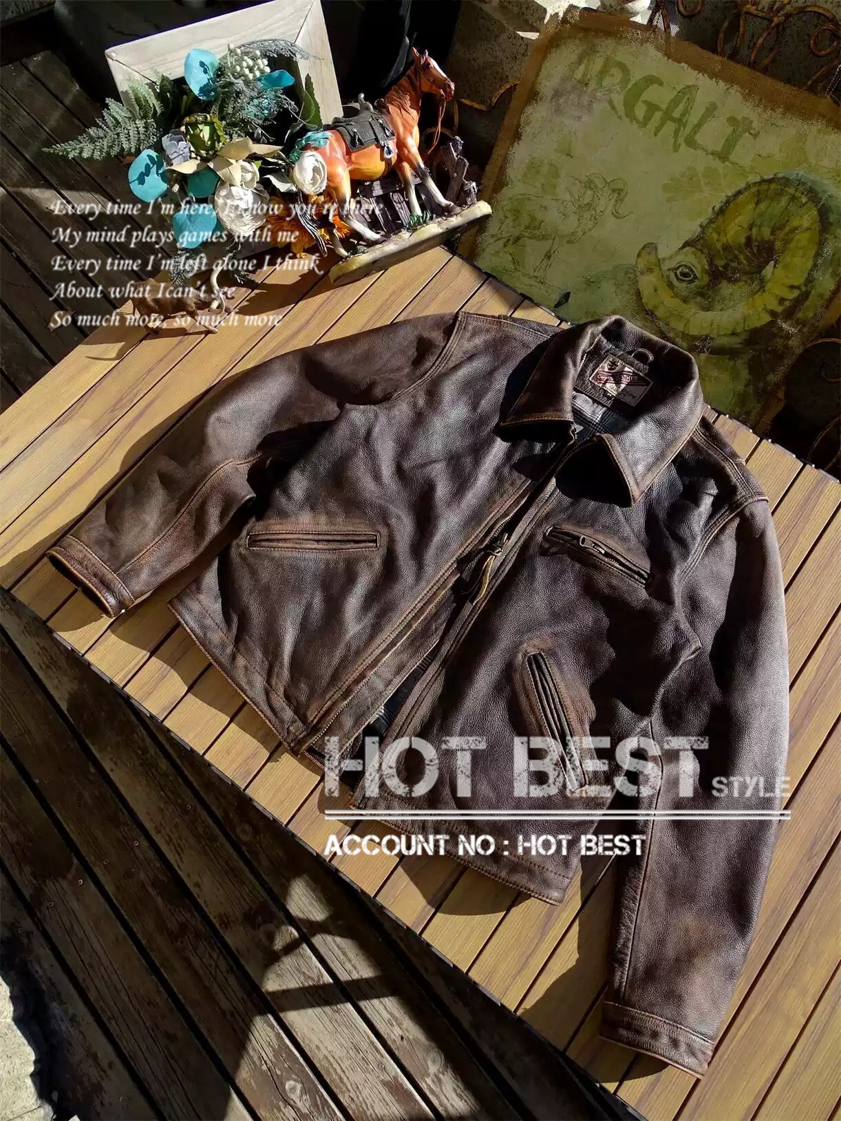 1.1mm 茶芯カウハイド 30sスタイル シングルライダース レザージャケット メンズ 革ジャン ウォッシュ加工 ヴィンテージ 牛革 19,092円