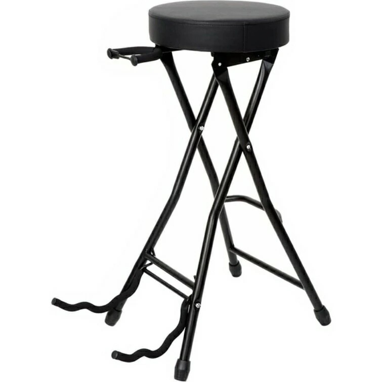 高評価!超人気 ギター椅子 ギタースタンドチェア 椅子 折りたたみ ギター立て 楽器スツール ギター弾き語りチェア ギターパイプ椅子 ギタースタンド練習用 演奏用 ステージ ブラック
