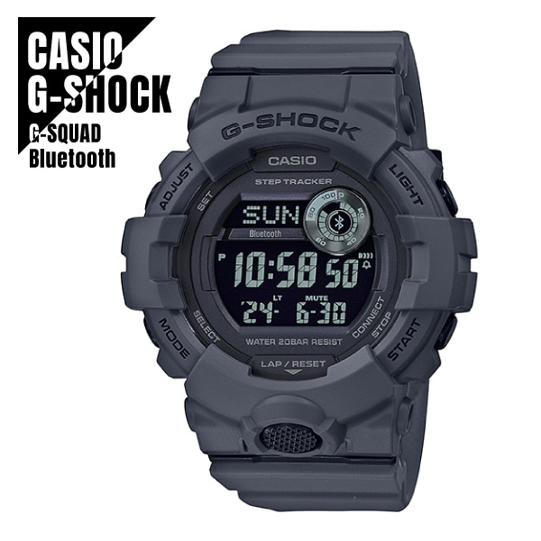 【即納】 CASIO カシオ G-SHOCK Gショック G-SQUAD ジースクワッド スマートフォンリンク 歩数計測 GBD-800UC-8 グレー 腕時計 メンズ
