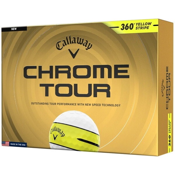 日本正規品 CHROME TOUR (クロムツアー) ボール 2026年モデル イエロー360ストライプ ダース