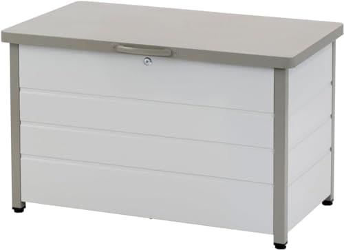 [山善] ベンチストッカー スチール製 幅85×奥行49×高さ52cm 天板耐荷重:100kg 収納ベンチ 物置 屋外 玄関 ベランダ 縁台 収納庫 MS2-800 グレー