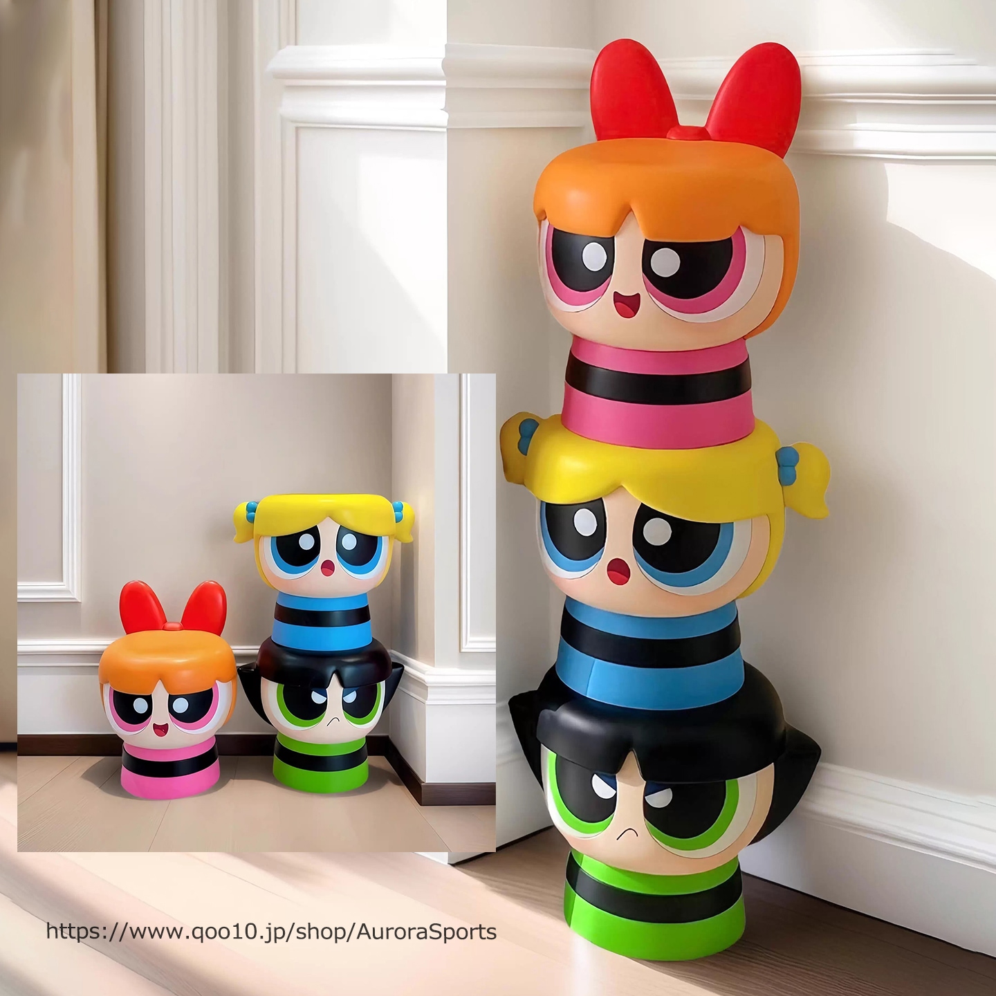 【正規品保証】3種類1パワーパフガールズ 踏み台 スツール 玄関 イス キャラクター グッズ おしゃれ 可愛い フィギュア 置物 プレゼント