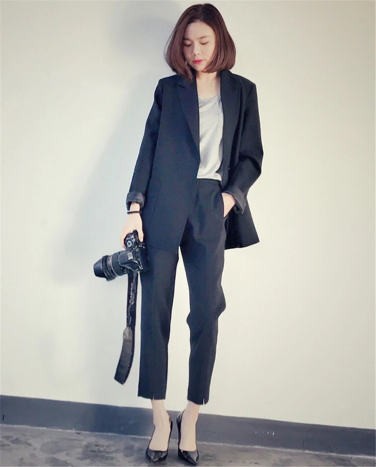 韓国レディースファッションサイトNO.1春夏 韓国ファッション CHIC気質 OL スタイル ビジネスウェア 女性 スーツ スモールスーツのジャケット ゆったり ブリティッシュスタイル カジュ 高級感