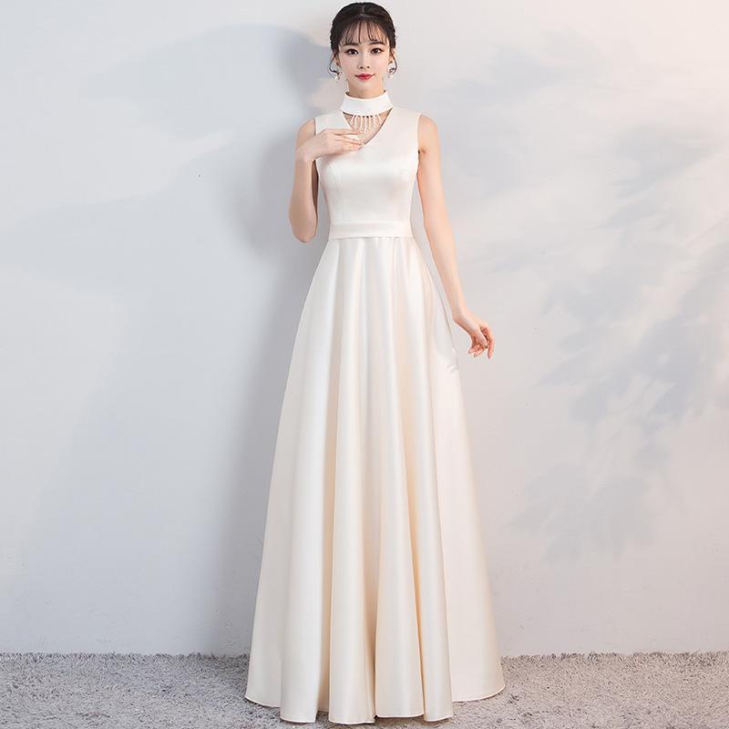 カラードレス シャンパン 黒 赤 カクテルドレス ロングドレス パーティードレス 発表会 演奏会 ステージ コンクール ノースリーブ シンプル フォマール-251