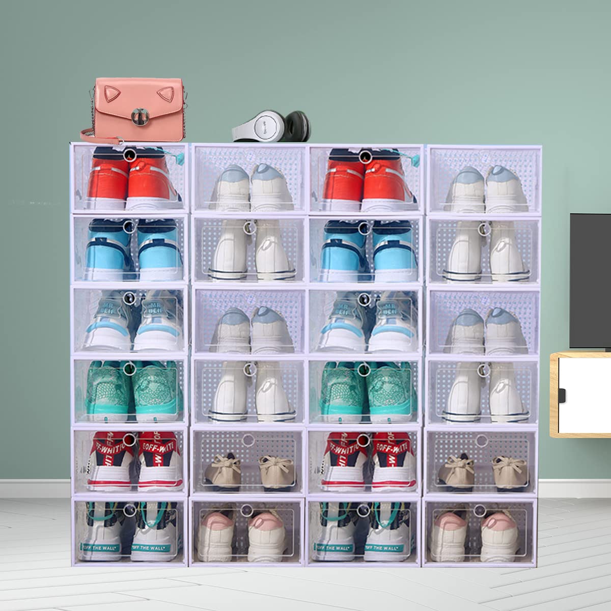 Vinteky シューズボックス クリア 透明 プラスチック靴収納ケース 下駄箱スリム スニーカーボックス スニーカー 収納ボックス 収納ケース 靴ケース 靴 箱 棚 収納 ケース 女性用と男性用の下