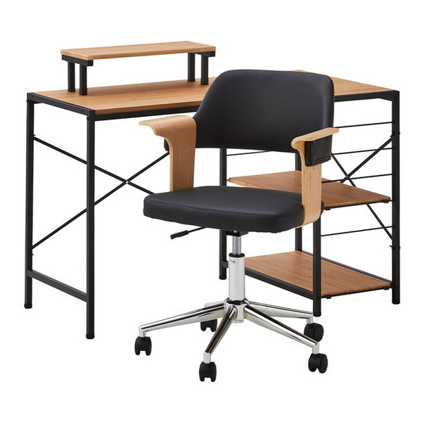 ホームテイスト SH-23-KDSET 曲線が美しいデスクチェア 2点セット【EIRMINLubbock】 SH/ナチュラル メーカー直送