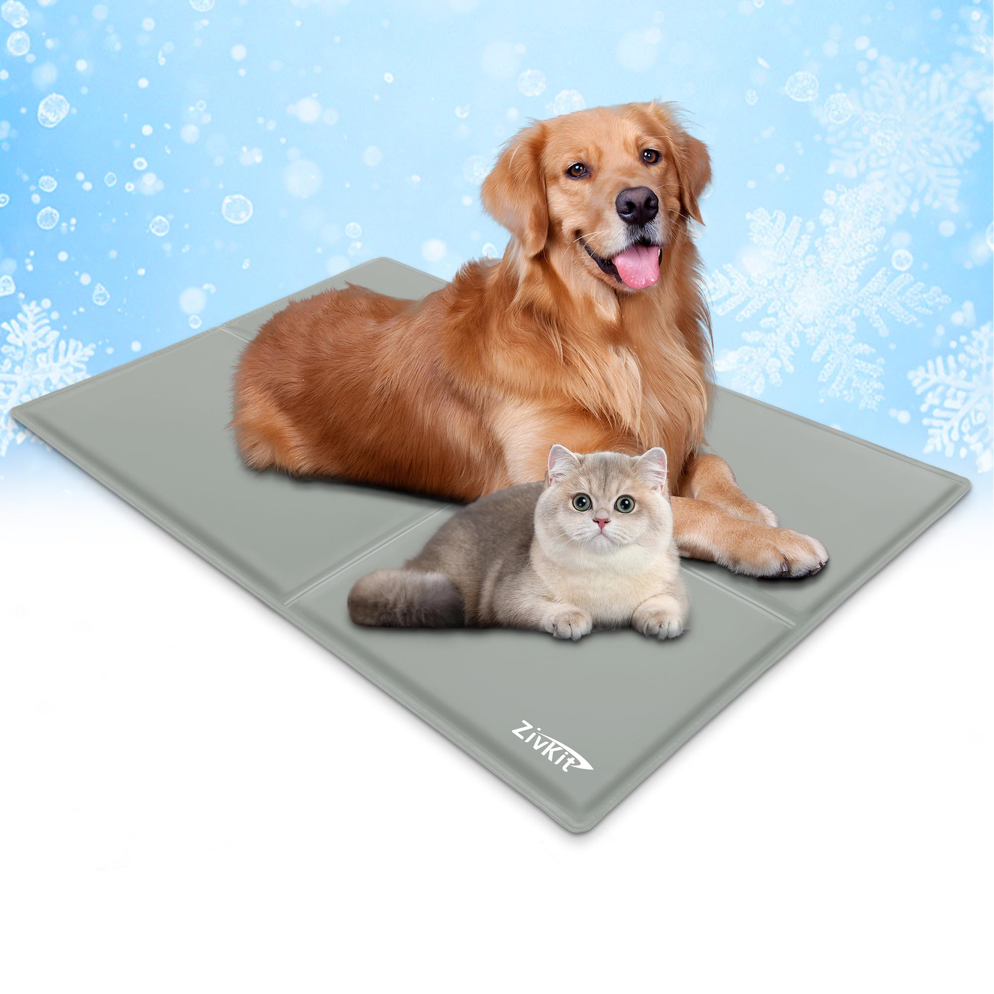 Zivkit ペットひんやりマット犬 猫 夏用 冷感ジェルマット ペット冷却マット 暑さ熱中症対策 ペット人間兼用 クールマット 防水洗える 折り畳み可 ジェルシート 多用途 猫 小中大型犬対応 (グ