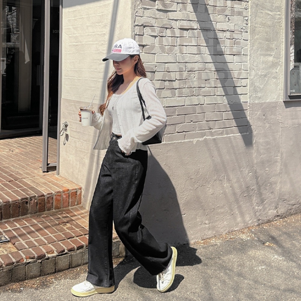 【JSTYLEのイーブレット】イーブレットペビネンブラックワイドバンディングデニムパンツJSTYLE 7,572円