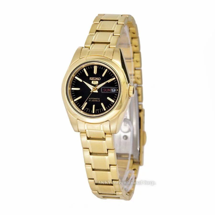 SEIKO5 機械式 自動巻き 手巻付 ブラック ゴールド 海外モデル レディース SYMK22K1 腕時計 22,718円