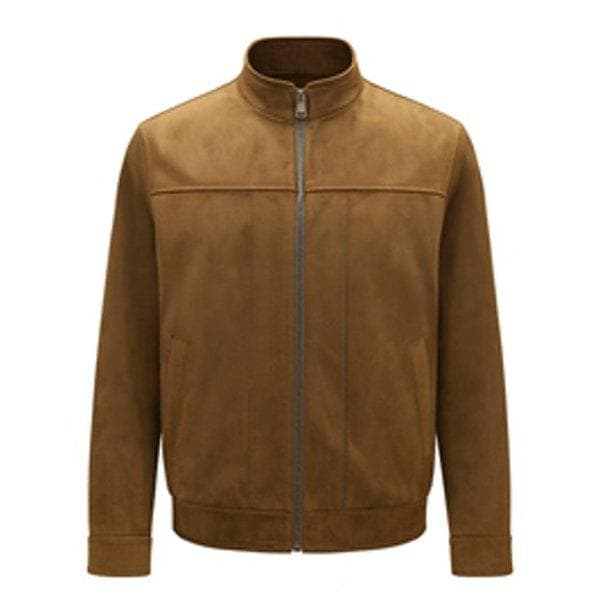 メンズ秋冬スエードスエードチャイナカラトラッカージャケットエアジップジャンパー