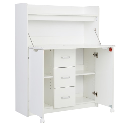 スペースを節約できる棚収納付き折りたたみ式上部引き出しコンピューターデスク スカンジナビア