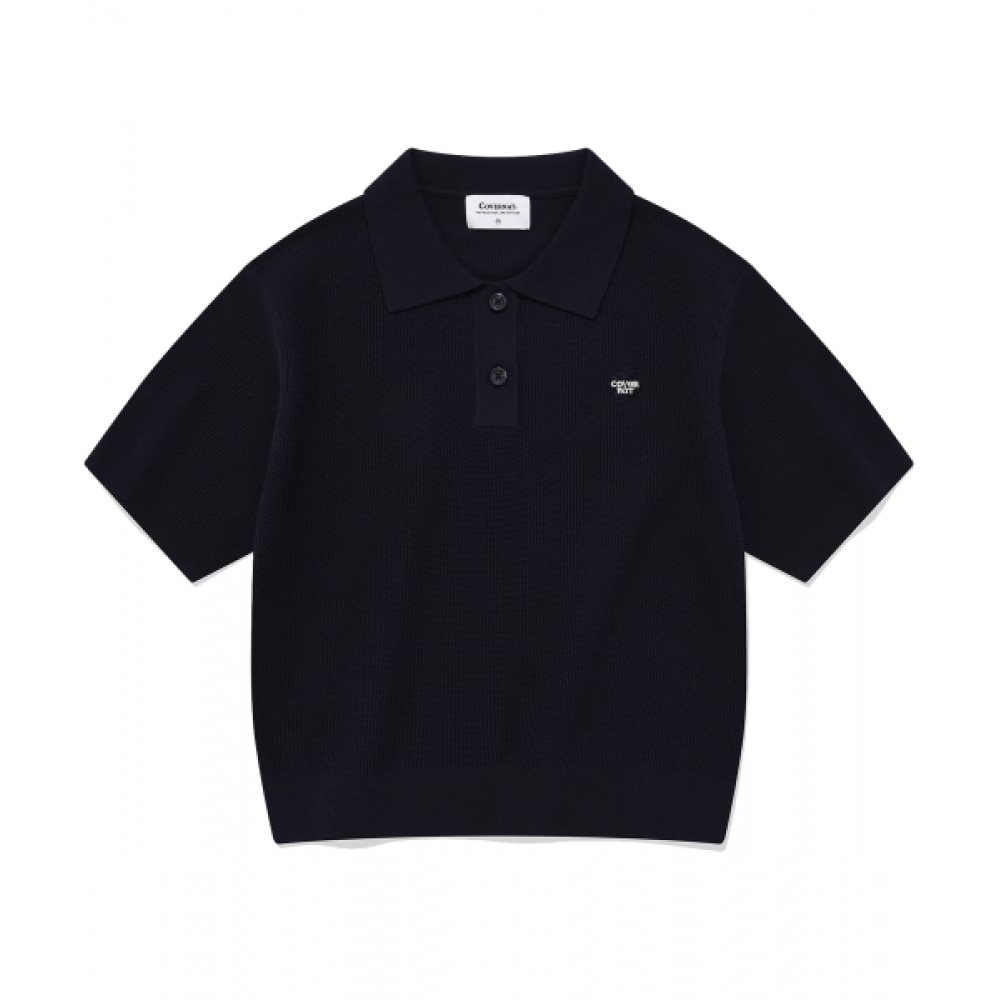 COVERNAT 女性用首輪ハーフニットネイビー