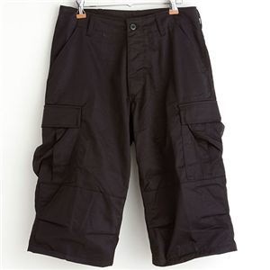 アメリカ軍 BDU クロップドカーゴパンツ /迷彩服パンツ Lサイズ リップストップ ブラック レプリカ