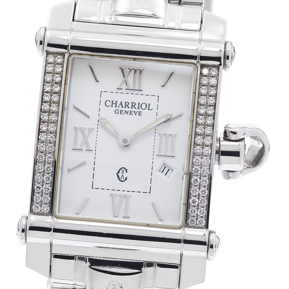 フィリップ・シャリオール PHILIPPE CHARRIOL CCSTRH2 コロンブス デイト ダイヤベゼル クォーツ レディース _943306【中古】