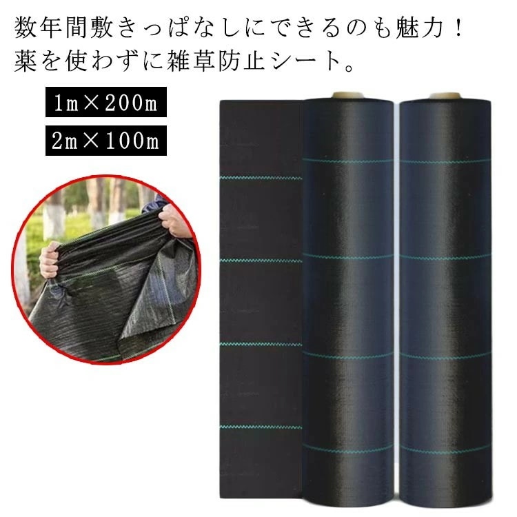 [新品入荷/底値セール]雑草 1m×200m 人工芝 防草シート 雑草防止シート 草 農用シート 2m×100m 庭 畑 草除け 駐車場 草よけ 雑草防止 除草シート 農業 園芸用 家庭菜園 芝生 ガ