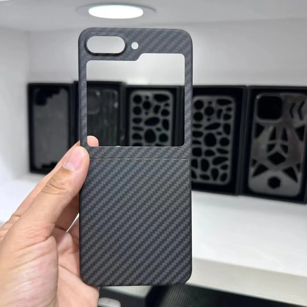 サムスンギャラクシーZフリップ5,磁気アラミド,マグセーフ6用の本物のカーボンファイバー電話ケース