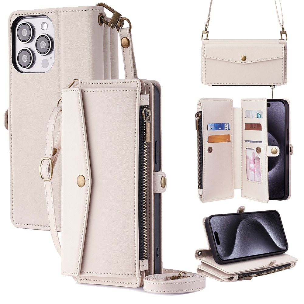 Iphone15/14 ジッパーサイドバックル多機能カードホルダー 13promax クロスボディ Apple 12/11pro/xr/xsmax フリップフォンケース 6s レザーケース 7/8pl