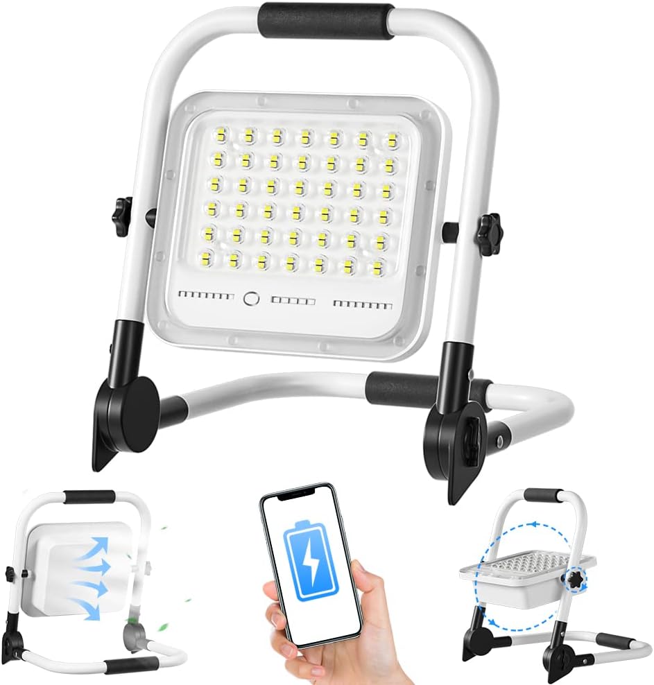 TORENA led投光器 投光器 led 充電式 緊急用 作業灯 100ｗ 20000mAh 7000LM IP65防水防塵 6500K昼光色 5つ点灯モード 2段階明るさ 240個LED 180