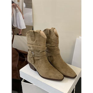 【1点ご購入 で10点プレゼントいたします】ハイヒールブーツレトロスタッズブーツV口婦人靴2025秋冬小物ショートブーツ