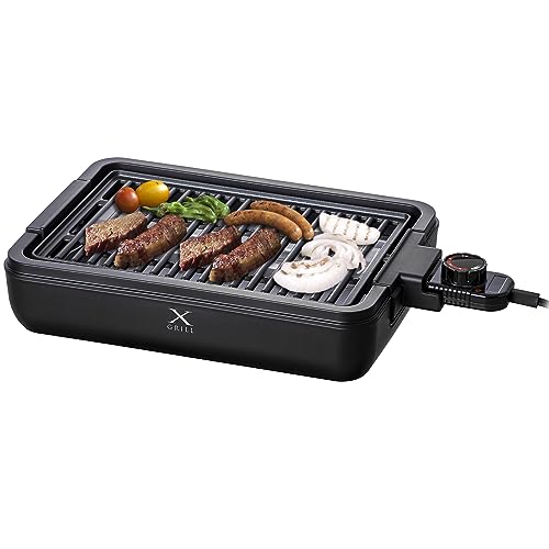 [山善] 焼き肉グリル 減煙 コンパクトプレート XGRILL 一人暮らし 二人暮らし 「素早く美味しく焼ける」 煙約70%/油ハネ約85%カット 温度調節 (約80~230℃) 保温 焼き肉プレー