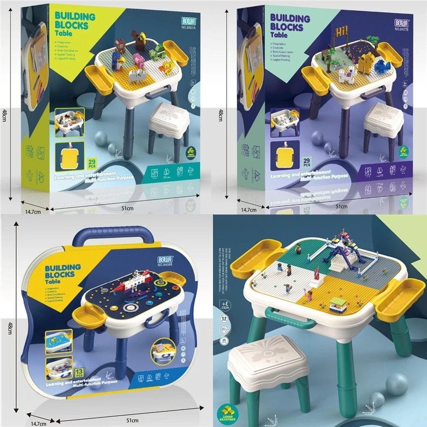 子供の多機能大粒子組み立てビルディングブテーブルおもちゃ小粒子ビルディングブdiy学習ゲームテーブル