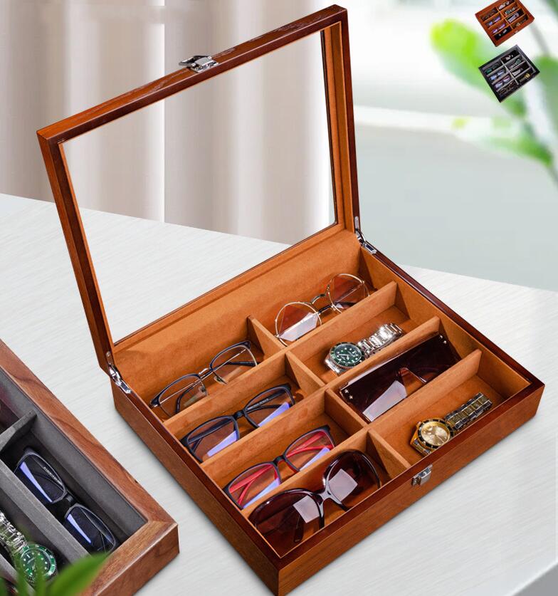 限定販売メガネケース 8本用眼鏡収納 木製　レディース 眼鏡ケース メガネ収納ケース 軽量 コンパクト スリム ソフト PCメガネ サングラス 老眼鏡ケース リッカーズ かわいいメガネケース 8本用眼