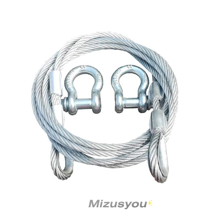 牽引ロープ 8メートル10トンワイヤーロープ牽引ロープ二つの金属フック防水防湿付き