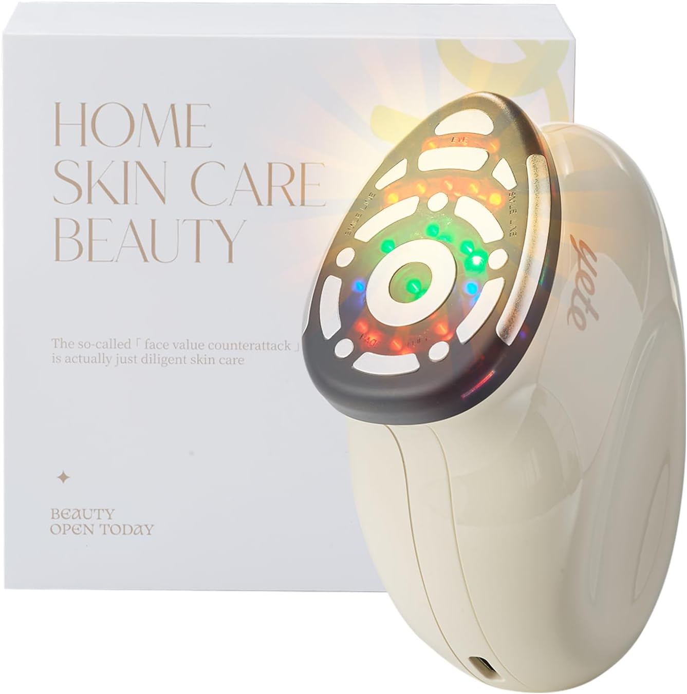 yete 美顔器 EMS美顔器 1台多役 4色LED 光エステ 温熱ケア 高周波美顔器 4種類モード 3段階レベル 肌ケア 肌引き締め 目元ケア 自宅用 USB充電式 携帯便利 男女兼用 母の日 誕生