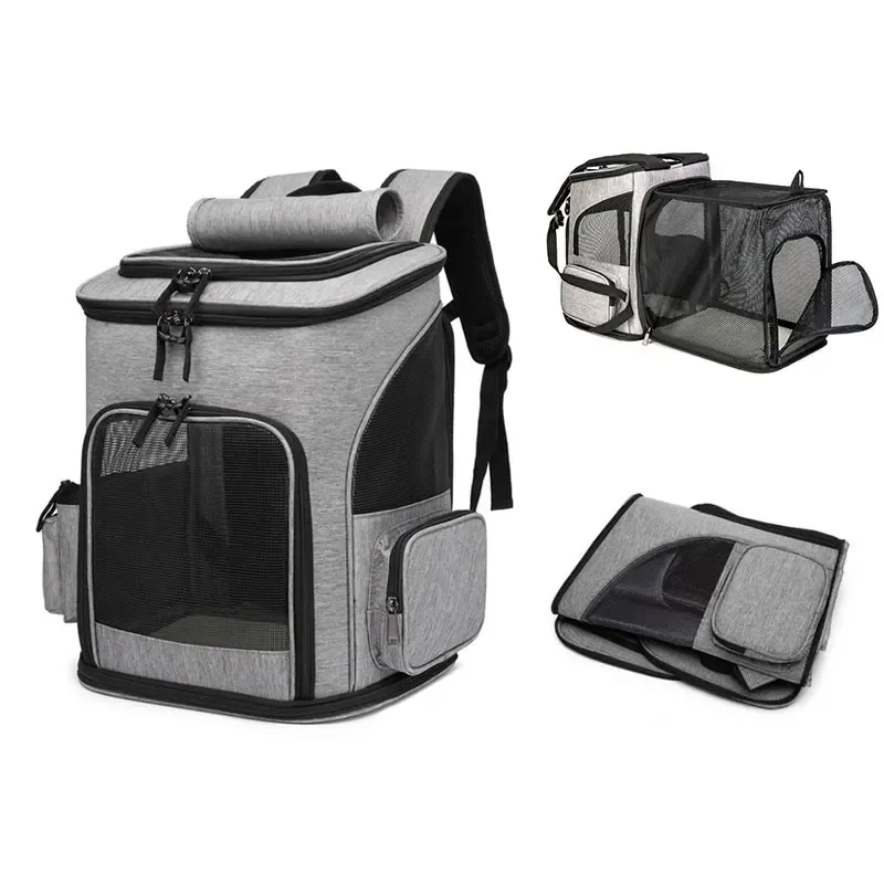 3営業日以内発送　ペット用の通気性のあるポータブルバックパック 猫と犬用の小さな透明なトラベルバッグ 屋外用品