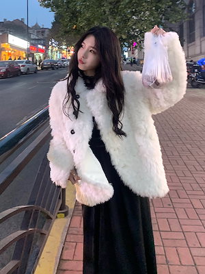 82020新型短款韓国版修身が明らかに痩せている大毛襟女性